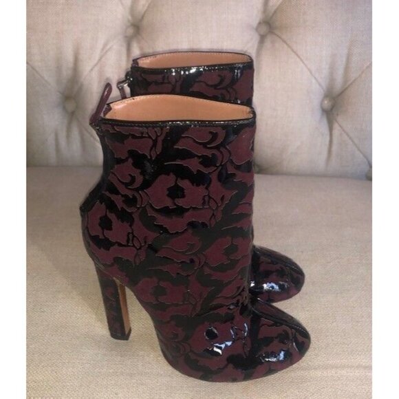 NEW $1225 ALAIA PARIS SUEDE & PATENT LEATHER FLORAL PRINT BOOTS SZ US 5 IT 35 - Picture 9 of 12